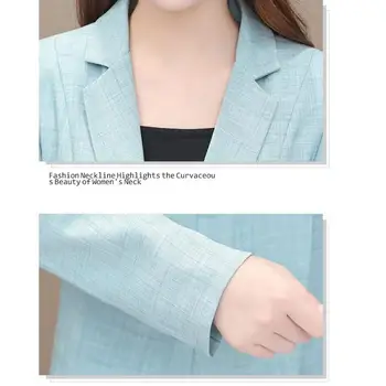 2021 Kadın Moda Ofis Giyim Tek Düğme Blazer Vintage Katı Renk Cep Uzun Kollu İnce Giyim Şık Zarif Üstleri