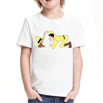 2021 komik çocuk giysileri Meraklı George karikatür baskı t shirt erkek maymun yeme muz tshirt camisetas yaz üstleri erkek