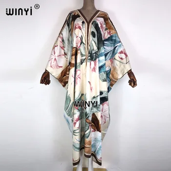 2021 Yaz Kadın caftanPrint Seksi maxi jurk Afrika Maxi Elbise Uzun Kollu Zarif Boho Plaj Elbise Rahat Uzun Elbiseler
