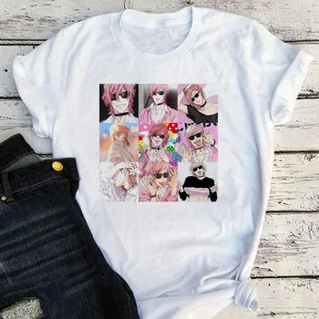 2021 Yeni Harajuku Kadın T-shirt Yarichin Kulübü Komik Kısa Kollu Harajuku Rahat Estetik Ayato Yuri Streetwear En dişi t parça
