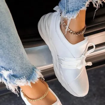 2021 Yeni Sonbahar Ayakkabı Kadın Ayakkabı Nefes Ayakkabı Lace Up Bayanlar Beyaz Ayakkabı Açık gündelik ayakkabı Kadın yürüyüş ayakkabısı