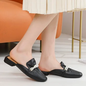 2022 Avrupa ve Amerikan kadın yaz yeni inci tamam moda tembel sandalet 3208