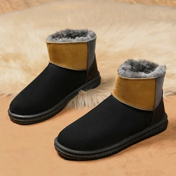 2022 Kar Botları Ayakkabı Erkekler için Kalın Artı Kadife Sıcak kar ayakkabıları Düz rahat ayakkabılar yarım çizmeler Erkekler İçin yarım çizmeler Chaussure Homm