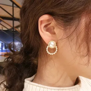 2022 Kore Yeni Basit Geometri Küpe Moda Mizaç Tatlı İnci Çiçek Küpe kadın mücevheratı