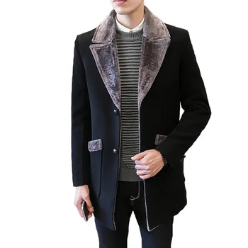 2022 Kış sıcak tutan kaban Erkekler Yün Karışımları Ceket Palto Erkek Ceket Kore Moda Uzun Ceket Marka Giyim Kürk Yaka günlük ceketler