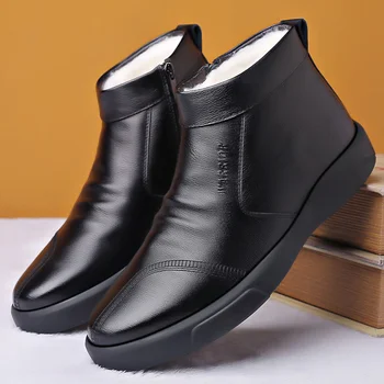 2022 Moda yarım çizmeler Rahat Erkek Botları Kar Sıcak kürk ayakkabı Adam Erkek Rahat erkek Kış Ayakkabı Ayakkabı erkek iş ayakkabısı
