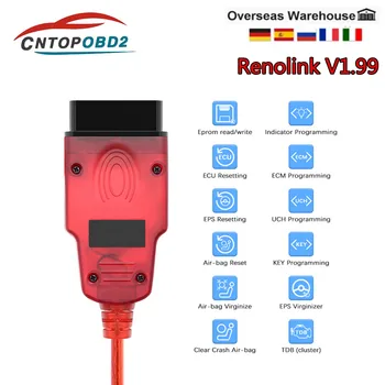 2022 Renolink V1.99 daha iyi renolink V1.87 Renault Araba İçin OBD2 Teşhis Kablosu ECM UCH ECU Programcı Hava Yastığı Anahtar Kodlama