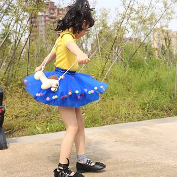 2022 Yaz Bebek Çok Katmanlı Tül Tutu Etek Renkli Pom Pom Prenses Mini Elbise Çocuk Giyim Pettiskirt Kız Giysileri
