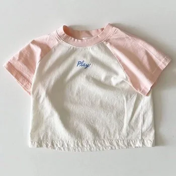 2022 Yaz Yeni Bebek kısa kollu Tişört Erkek Kız Sevimli Oyun Mektubu Baskı T Shirt Bebek Rahat T Shirt Pamuk Çocuk T Shirt