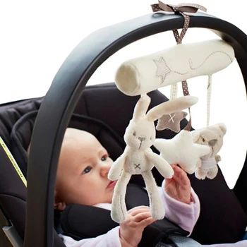 2022 Yeni Asılı Yatak Tavşan bebek El Çan Emniyet peluş oyuncak Çok Fonksiyonlu peluş oyuncak Arabası Mobil Hediyeler