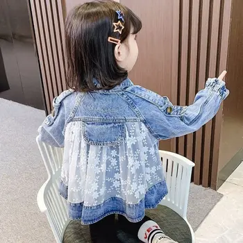 2022 Yeni Bahar çocuk Kot Ceket Kızlar İçin Prenses Dantel Ceket Bebek Rahat Giyim Çocuk Rüzgarlık Toddler Kız Giysileri