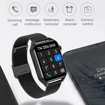2022 Yeni Bluetooth Çağrı Smartwatch Kadınlar AMOLED HD Ekran Her Zaman Ekran Zaman Hayat Su Geçirmez akıllı saat Erkekler Kare Saatler