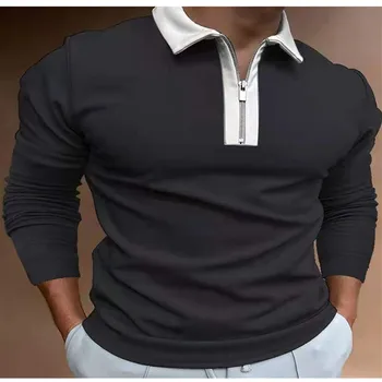 2022 Yeni erkek polo gömlekler Rahat İş Üstleri düz renk polo gömlekler erkek Uzun Kollu Polo erkek Moda Kore Tarzı İnce L