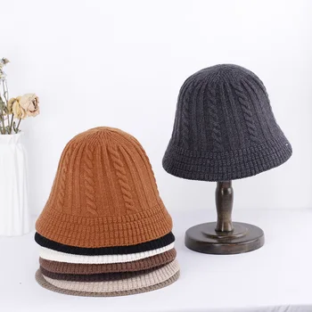 2022 Yeni Kış Kova Şapka Bayan Panamas Katlanabilir moda düz renk şerit örgü şapka Açık Seyahat ücretsiz kargo