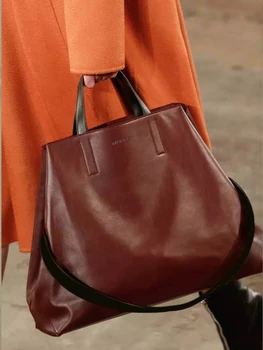 2022 Yeni Moda Hakiki Deri kadın çanta Büyük Kapasiteli 14-15. 6 inç laptop çantası Bayanlar banliyö Kova Tote Çanta Yumuşak