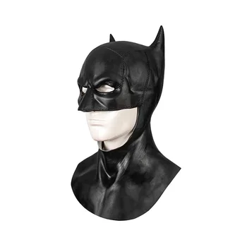 2022 Yetişkin Erkekler Yarasa Süper Kahraman Cosplay Bruce Wayne Kostüm Cadılar Bayramı maskeli balo maskesi Siyah Lateks Aksesuarları