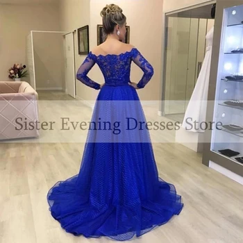 2023 Artı Boyutu Modern Dantel anne Gelin Elbiseler Mavi Aplike Yay Kemer Anne Elbise Kraliyet Uzun Kollu Düğün Parti