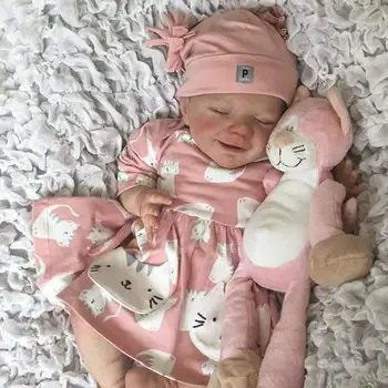 21in Yenidoğan Bebek Bebekler El Yapımı Silikon Gerçekçi Bebek Hediye Bebekler Reborn Yürümeye Başlayan Bebek Bebek Yıkanabilir ve Kurutulmuş Pretend Elbise Hediye