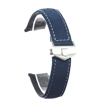 22mm 24mm Deri Kayış Tag Heuer Carrera Serisi erkek Buzlu Nefes Delik Yumuşak Kalın Watchband Bileklik Bilezik Kemer