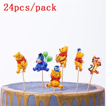 24 adet Disney Winnie the Pooh Kaplan Ayı Eşek topları Cupcake Toppers Seçtikleri Çocuklar Doğum Günü Partisi Düğün Dekorasyon kek Malzemeleri