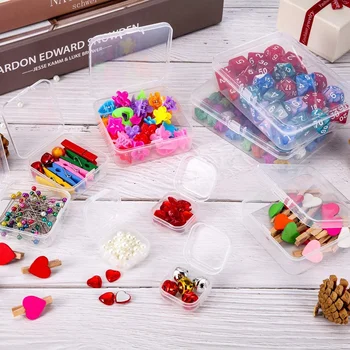 24 Adet Küçük Şeffaf Plastik Boncuk Saklama Kapları Menteşeli kapaklı kutu Depolama için Küçük Eşyalar El Sanatları Donanım