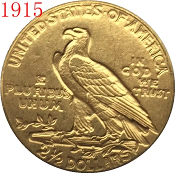 24-K altın kaplama 1915 $2.5 altın Hint Yarım Kartal Sikke Kopya