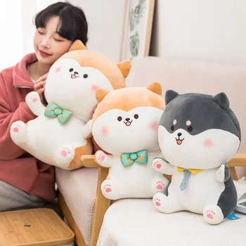 25-40cm Yeni Huggable Yağ Shiba Inu Bebek peluş oyuncak Karikatür Sevimli Köpek Bebek doldurulmuş yatak Uyku Chai Yastık Çift Kızlar Günü Hediyesi