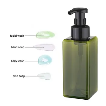 250/450/650ML Boş Kare Şeffaf Köpük Şişe Sıvı Sabun Çırpılmış Mus Noktaları Şampuan Losyon Duş El Yıkama Jeli Pompası