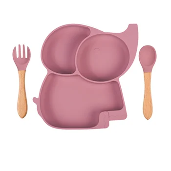 3/5/8 ADET Bebek Silikon Besleme Seti Plaka Enayi Kase Fincan Önlükler Kaşık Çatal Setleri kaymaz Sofra Yemek Takımı Yemekleri BPA Ücretsiz
