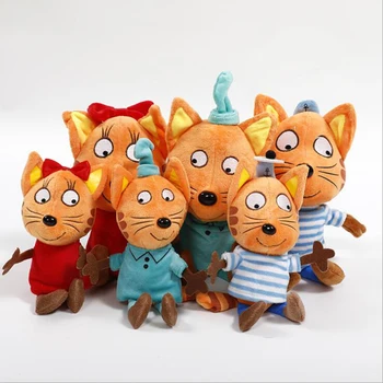 3 adet / grup Mutlu Yavru Rus Kedi Karikatür Hayvanlar peluş oyuncaklar Yumuşak Oyuncaklar 20 cm Kedi Oyuncak Bebek Çocuklar için Hediyeler brinquedo