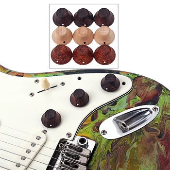 3 adet Gülağacı Ahşap Çan Kolları Gitar Bas silindir şapka Topuzu 6mm Bölünmüş Milleri