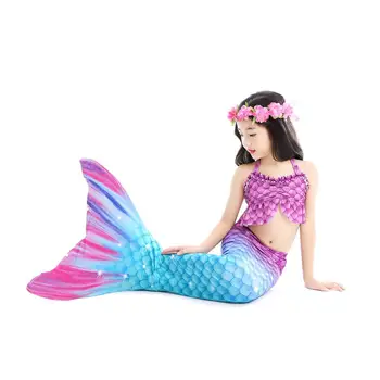 3 adet Kız Takım Elbise Cadılar Bayramı Çocuklar Swimmable Mermaid Kuyruk Kızlar için Yüzme Sama Suit Mermaid Kostüm Mayo ekleyebilirsiniz Monofin Fin