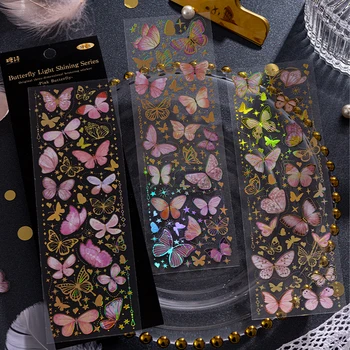 3 adet Parlak Renkli Kelebekler Dekoratif Pvc Çıkartmalar DIY Scrapbooking Kolaj Önemsiz Günlüğü Deco Fotoğraf Albümü Sticker Kırtasiye