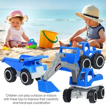 3 Adet / takım inşaat kamyonu Araç Yapı Ekskavatör Kamyon Oyuncaklar Yaz Plaj Bunker Kum Kazma Mühendislik oyuncak arabalar Çocuklar İçin