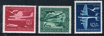 3 Adet / takım Yeni Almanya Posta Damgası 1944 Havayolu 25th Yıldönümü Uçak Gravür Pulları