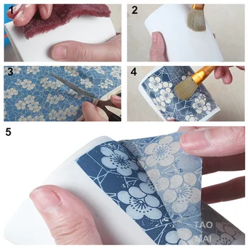 3 adet Çömlek Kil Transfer Kağıdı Sıraltı Mavi ve Beyaz kağıt Jingdezhen Mavi ve Beyaz Porselen Yüksek Sıcaklık çıkartma kağıdı