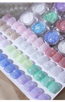 3 g/kutu Deniz Tuzu Şeker Glitter Holografik Kristal Elmas Tozları Çivi Sanat Dekorları İçin 12 Renk Parlayan İnce Pırıltılar Tozu # D10