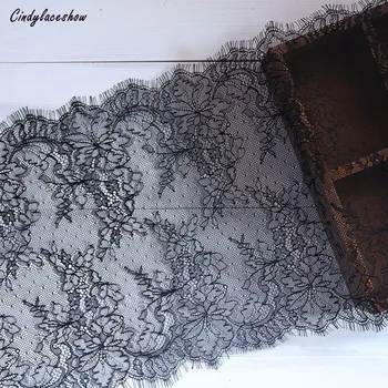 3 Metre / grup 23.5 cm Genişlik Siyah Kirpik dantel süs kumaşı Çiçek DIY El Sanatları düğün elbisesi Giyim Sutyen dantel malzeme El Yapımı