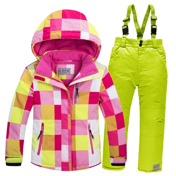 -30 Yeni 2022 Rusya Kış Çocuk Erkek Kayak Takım Elbise Su Geçirmez Kız Ceket Tulum Snowsuit 3-16 Yıl Çocuk Genç Parka Kar Takım Elbise
