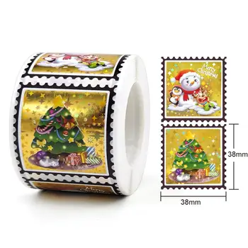 300 ADET Merry Christmas Çıkartmalar Tatil etiket rulosu Hediye Etiketleri Noel Zarf Mühür Kartı Dekoratif Mevcut Çıkartmalar