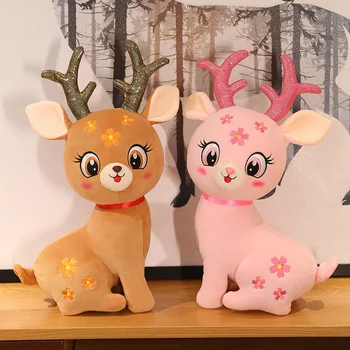33 cm / 53 cm Kawaii Geyik Peluş hayvan doldurulmuş oyuncak Yumuşak Peluş Sevimli Sika geyik oyuncak bebekler Çocuklar için Kız doğum günü hediyesi Ev Dekor