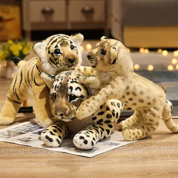 39/48/58cm Güzel Aslan Kaplan Leopar peluş oyuncaklar Sevimli Simülasyon Bebek Dolması Yumuşak Gerçek Gibi Hayvan Oyuncaklar Çocuk Çocuk Dekor Hediye
