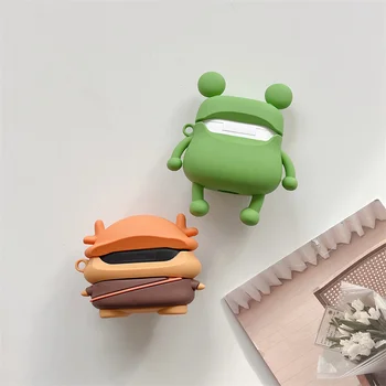 3D Karikatür Kurbağa Timsah Silikon kulaklık kutusu Airpods İçin Pro 2 Bluetooth Kulaklık Yumuşak Kapak Airpods İçin 1 2 3 Şarj Kutusu