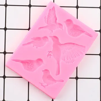 3D Kuşlar Silikon Kalıpları DIY Parti Çikolata Pişirme Kalıp Kek Topper Fondan Kek Dekorasyon Araçları Şeker Polimer Kil Kalıpları