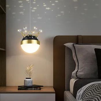 3D Pentagram yansıma kolye lamba LED Modern çocuk yatak odası ve çalışma okuma aydınlatma dekoratif süspansiyon ışık