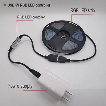 3Key USB DC RGB LED denetleyici DC5V - 24V Kısılabilir kontrol 3535 2835 5050 RGB LED ışık şeridi
