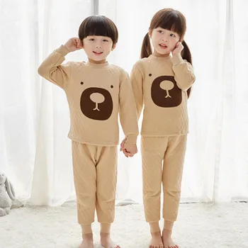 3T İla 12Y Erkek ve Kız Üç Katmanlı Kalınlaşmak İç Çamaşırı Seti Çocuk pamuklu giysiler Seti Kış Yeni Karikatür Sıcak Takım Elbise, #9243