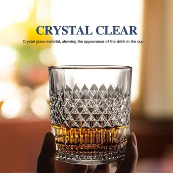 4 Adet 335ml Kristal viski bardağı Şık Hediye Kutusu ile Eski Moda Gözlük Bardak Züccaciye Kokteyl Scotch Bourbon Cin