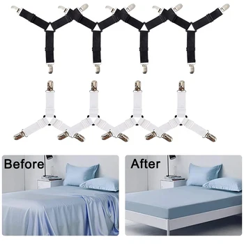 4 Adet / grup yatak çarşafı Bağlantı Elemanları Tutucu Araçlar Ev elastik kayışlar Ayarlanabilir Klipler yatak çarşafı Organizatör Yatak Örtüsü Klip