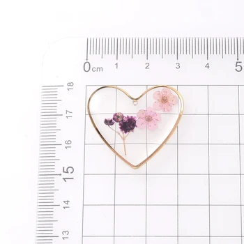 4 Adet Sevimli Kalp Sonsuza Aşk Reçine Akrilik Ölümsüz Ebedi Doğa Kurutulmuş Çiçek Petal Charms Kolye Takı Yapımı için Kolye
